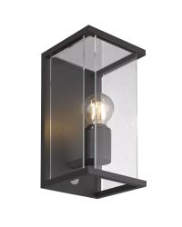 Design wandlamp Grafiet 1x E27 IP54 met sensor