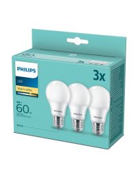 3 stuks Philips LED lamp E27 8W 2700K Mat Niet dimbaar