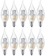 10 stuks Philips LED Tip Kaarslamp E14 4W/927-922 Helder DimTone