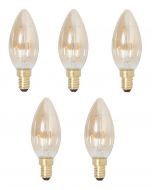 5 stuks Calex LED Kaarslamp E14 2W 2100K Goud Niet dimbaar