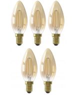 5 stuks Calex LED Kaarslamp E14 3.5W 2100K Goud Dimbaar